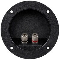 Round Speaker Terminal Cup 4-1/8" Satin Nickel Binding Post Banana Jack